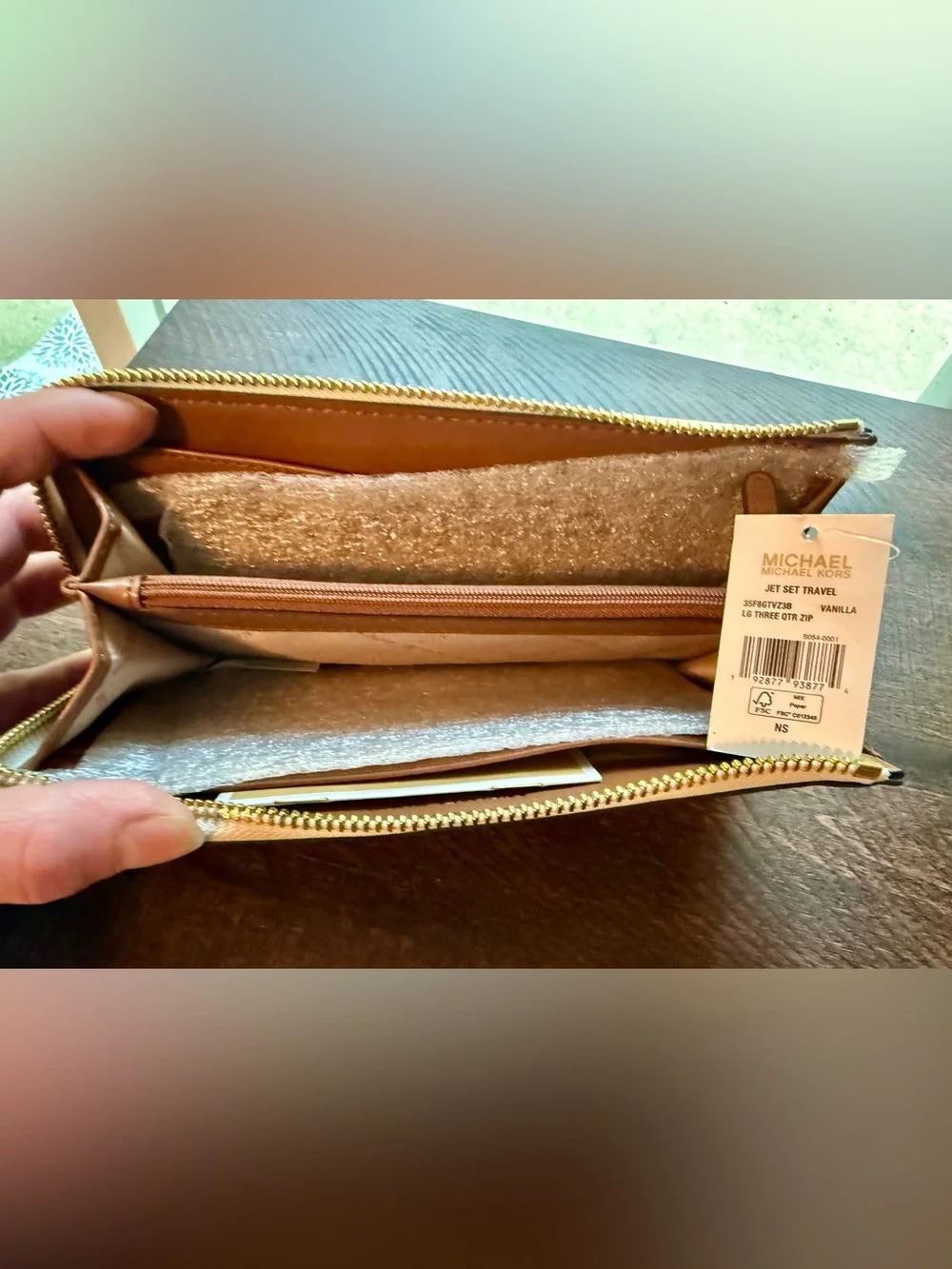 Michael Kors Beige Signature Zip Wallet
